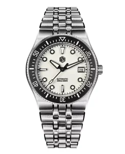 San Martin SN0148-GB2 White Dial Black Bezel Insert