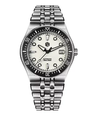 San Martin SN0148-GB2 White Dial Black Bezel Insert