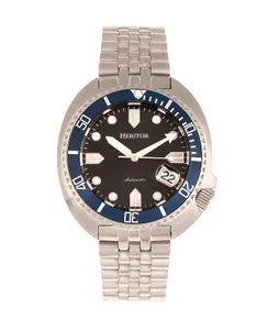 Heritor Watches Heritor Automatic Morrison Leather-Band Watch w/Date Bracelet Black/Blue