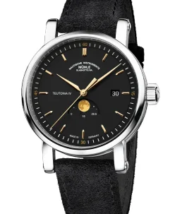 Mühle Glashütte Teutonia IV Moonphase in anthracite with slate gray Alcantara strap