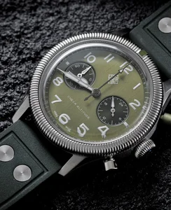 Ixdao Green Pilot Chronograph Stainless Steel Mecha-Quartz