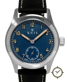 KNIS Kyoto Retro Military Watch - Blue Dial with Black Leather Strap KN003-BLBKLE