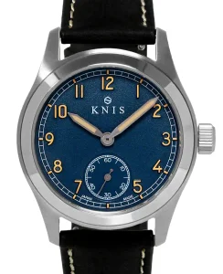KNIS Kyoto Retro Military Watch - Blue Dial with Black Leather Strap KN003-BLBKLE