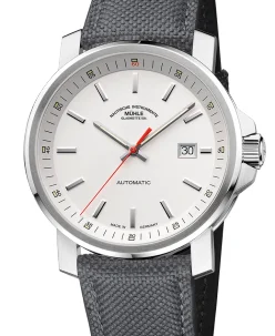 Mühle Glashütte 29er Big in white with grey canvas strap