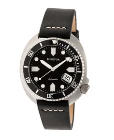 Heritor Watches Heritor Automatic Morrison Leather-Band Watch w/Date Leather Black/Silver