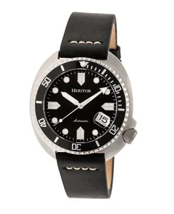 Heritor Watches Heritor Automatic Morrison Leather-Band Watch w/Date Leather Black/Silver