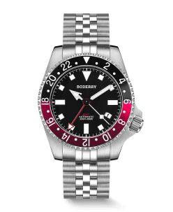 Boderry ADMIRAL GMT 200M Waterproof Titanium Automatic Diver Watch Black
