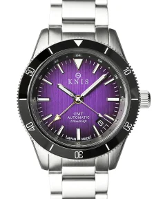 KNIS Kyoto GMT Automatic Divers Watch Purple Stainless Steel Bracelet (KN007-PP)