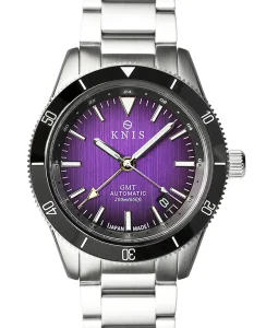 KNIS Kyoto GMT Automatic Divers Watch Purple Stainless Steel Bracelet (KN007-PP)
