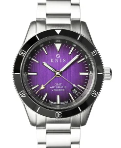 KNIS Kyoto GMT Automatic Divers Watch Purple Stainless Steel Bracelet (KN007-PP)