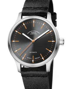Mühle Glashütte Panova Gray with black/grey leather strap