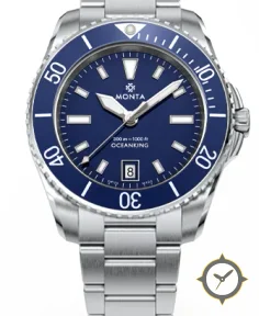 Monta Oceanking, 60-Minute Bezel, with Date, Blue Dial, Aluminum Bezel