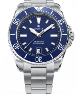 Monta Oceanking, 60-Minute Bezel, with Date, Blue Dial, Aluminum Bezel
