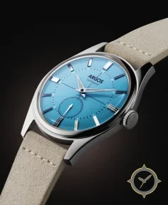 Argos Watch Co Apollo III Ice Blue Silver Ivory Leather