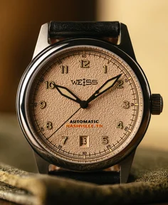 Weiss Watch Company Automatic Standard Issue Field Watch with Date Textured Latte Dial