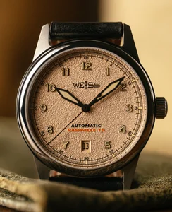 Weiss Watch Company Automatic Standard Issue Field Watch with Date Textured Latte Dial