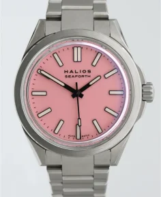 HALIOS SEAFORTH IV O.W.W.W. Pink Fixed Bezel Titanium Titanium Bracelet + Rubber Strap