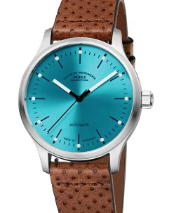 Mühle Glashütte Panova Turquoise Blue with perforated leather strap