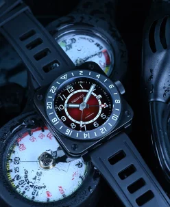 Aquatico Shadow Raider GMT DLC Black Fumé Red Dial