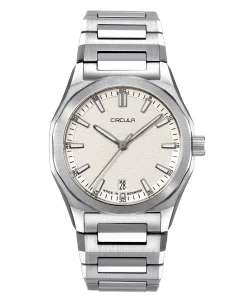 Circula Watches Facet 38 White Steel Strap with Extension Folding Clasp