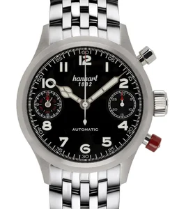 Hanhart PIONEER TwinDicator, black, smooth bezel