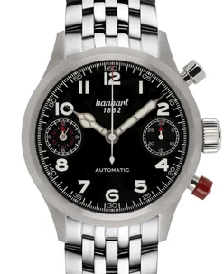 Hanhart PIONEER TwinDicator, black, smooth bezel