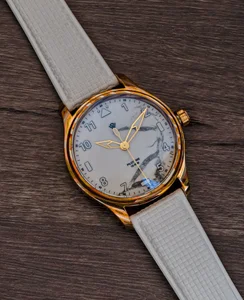 Wicked Watch Co. Anniversary Flieger Mokume Gane & White Marble