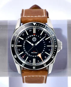 MMI Watches TURRET 300M DIVER GMT - STEEL BLACK MODEL: TRG-01L (LEATHER/RUBBER STRAPS)