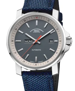 Mühle Glashütte 29er Day/Date with nautic blue canvas strap