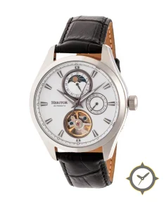 Heritor Watches Heritor Automatic Sebastian Semi-Skeleton Leather-Band Watch