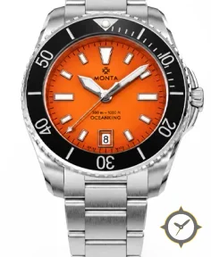 Monta Monta Oceanking, 60-Minute Bezel, with Date, Orange Dial, Ceramic Bezel