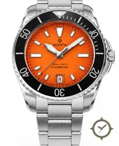 Monta Monta Oceanking, 60-Minute Bezel, with Date, Orange Dial, Ceramic Bezel