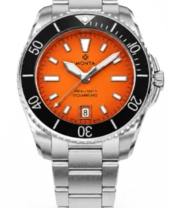 Monta Oceanking, 60-Minute Bezel, with Date, Orange Dial, Ceramic Bezel