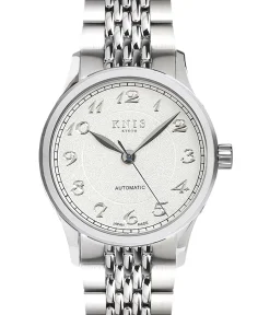 KNIS Kyoto KOKU Automatic Breguet Numerals White Engraved Dial Stainless Steel Bracelet (KN005-BGWHRC)