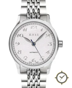 KNIS Kyoto KOKU Automatic Breguet Numerals White Engraved Dial Stainless Steel Bracelet (KN005-BGWHRC)