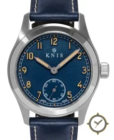 KNIS Kyoto Retro Military Watch - Blue Dial with Navy Leather Strap KN003-BLNVLE