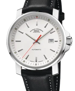 Mühle Glashütte 29er Big in white with leather strap