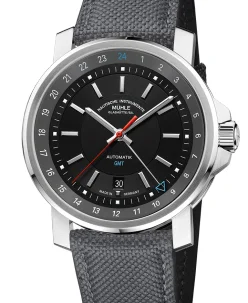 Mühle Glashütte 29er Big GMT with gray canvas strap