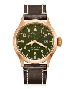 Aquatico Bronze Pilot Watch Green Dial