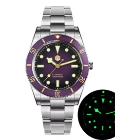 San Martin SN0138B Purple Dial Golden Color Logo