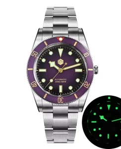 San Martin SN0138B Purple Dial Golden Color Logo