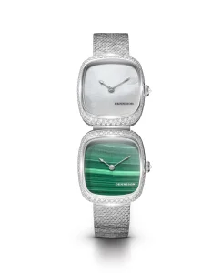 Dennison Dual Time Mini White MOP & Malachite Diamonds