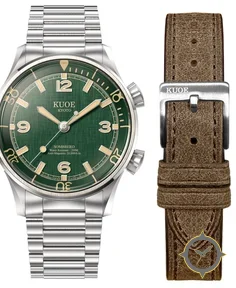 Kuoe SOMBRERO 90-011, Green Linen Textured Dial, 20 BAR Water Resistant