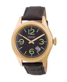 Heritor Watches Heritor Automatic Barnes Leather-Band Watch w/Date Gold/Black