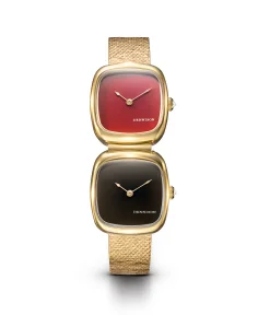 Dennison Dual Time Mini Red Jasper & Black Onyx In Gold