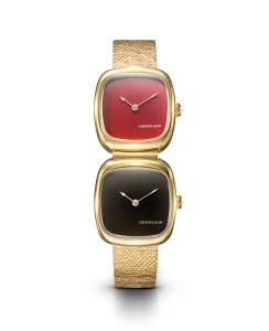 Dennison Dual Time Mini Red Jasper & Black Onyx In Gold