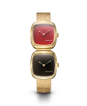 Dennison Dual Time Mini Red Jasper & Black Onyx In Gold