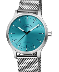 Mühle Glashütte Panova Turquoise Blue with Milanese bracelet