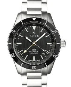KNIS Kyoto GMT Automatic Divers Watch Black Stainless Steel Bracelet (KN007-BK)