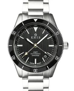 KNIS Kyoto GMT Automatic Divers Watch Black Stainless Steel Bracelet (KN007-BK)